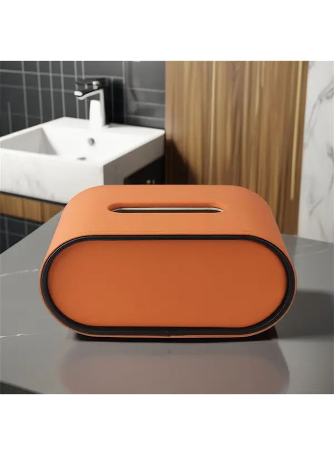 Orange Modern Oval Tissue Box With Remote Control Storage For Living Room Coffee Table - Image 4