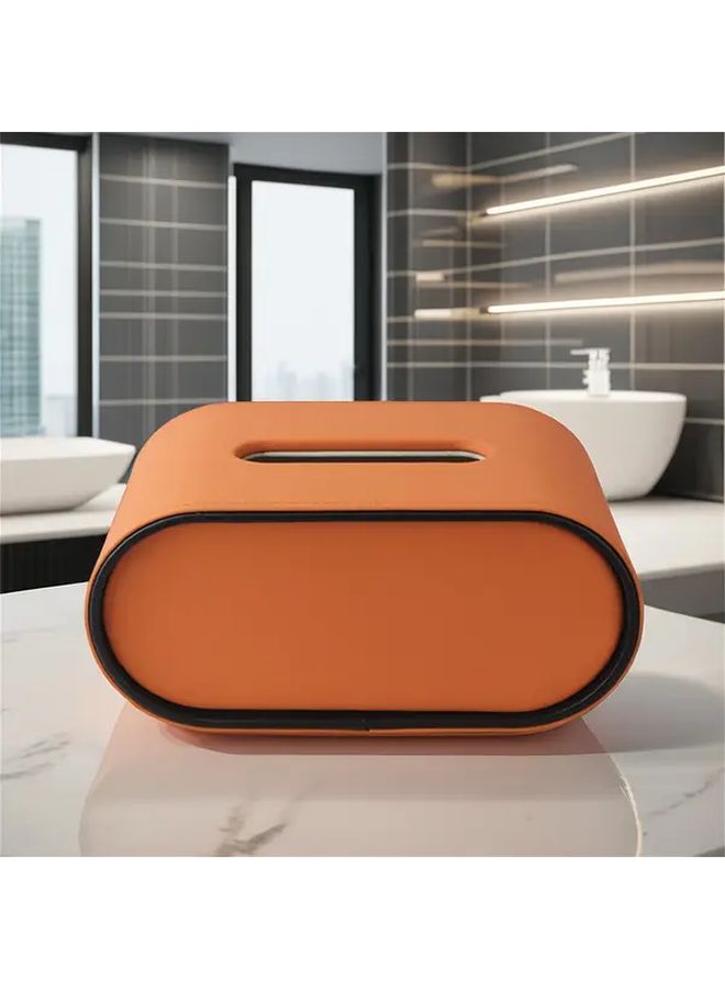 Orange Modern Oval Tissue Box With Remote Control Storage For Living Room Coffee Table - Image 5
