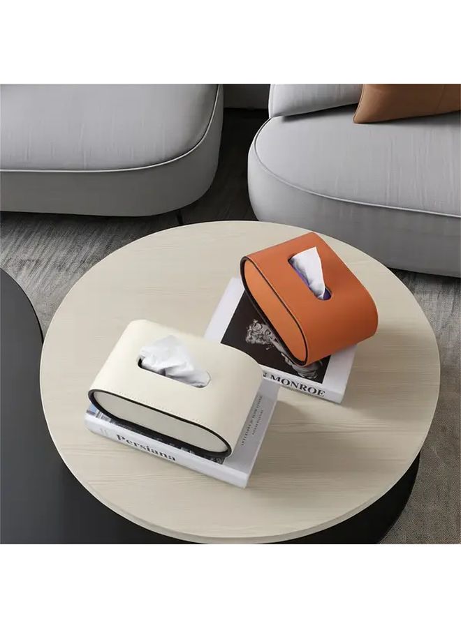 Orange Modern Oval Tissue Box With Remote Control Storage For Living Room Coffee Table - Image 2