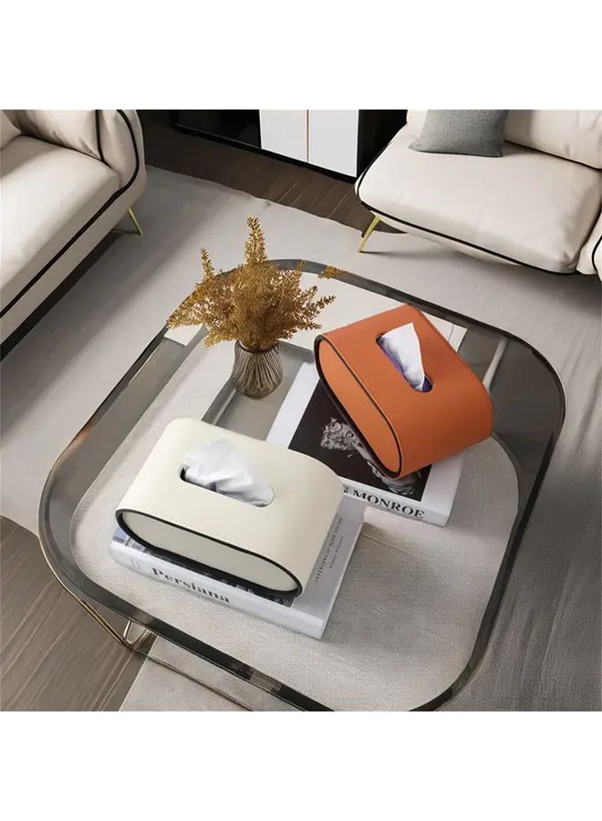 Orange Modern Oval Tissue Box With Remote Control Storage For Living Room Coffee Table - Image 1
