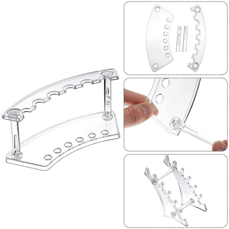 Eyebrow Pencil Holder 6 Slot Plastic Display Stand - Transparent Multipurpose Storage Organizer for Home Office - Image 2
