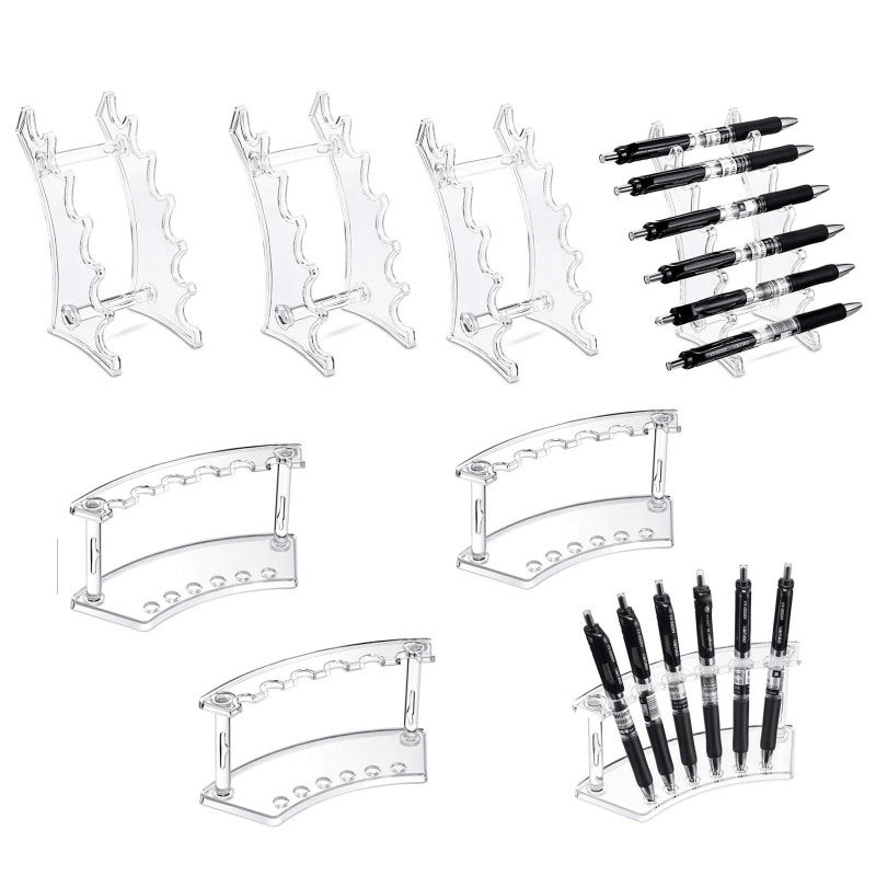 Eyebrow Pencil Holder 6 Slot Plastic Display Stand - Transparent Multipurpose Storage Organizer for Home Office - Image 1