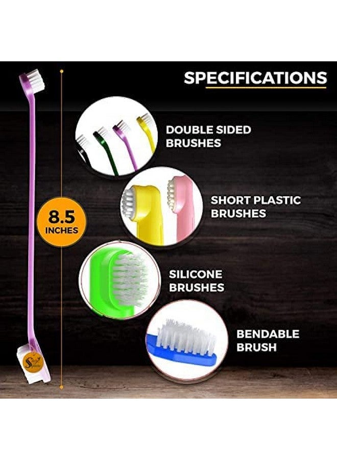 Sage Square Dog Grooming Kit - Dog Nail Clippers With Filer + Dog Toothbrush Kit + Dog Plastic Slicker Brush With Press Key For Puppies And Dogs + Pet Grooming Glove For Dog, Cat - 5 In 1 Dog Combo - Image 5