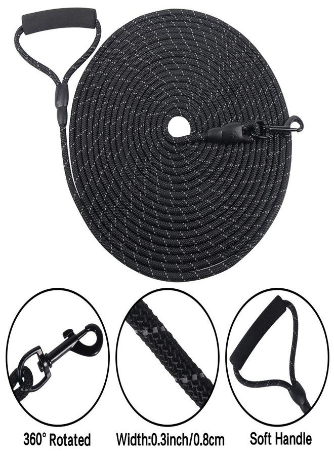 Vivifying Long Dog Leash, 20ft Reflective Dog Training Leash for Outside and Yard, Floating Long Line Lead with Soft Handle for Beach and Swimming (Black) - Image 3