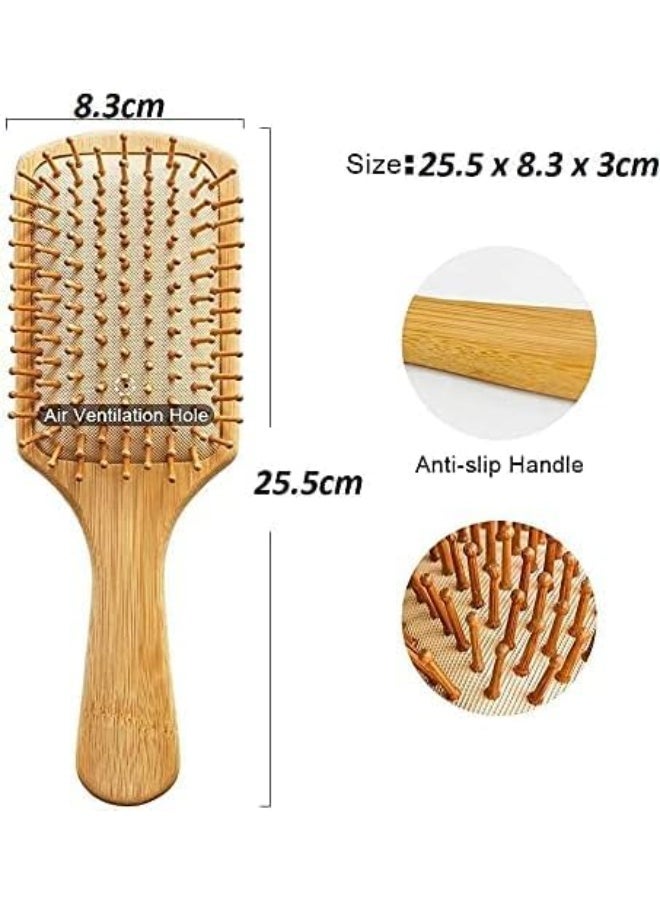 Natural Bamboo Hair Brush - Detangling Hair Brush and Scalp Massage - Suitable for Long, Curly, Short and Thin Hair - Anti-Static Soft Brush for Women, Men and Kids - Image 3