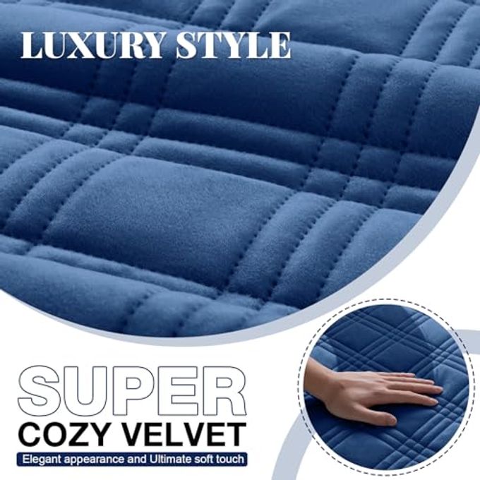 TAOCOCO 100% Waterproof Recliner Chair Cover, Thickness Recliner Covers That Stay in Place, Reclining Chair Cover Furniture Protector for Kids, Pets(23.6'', Dark Blue-Velvet) - Image 3