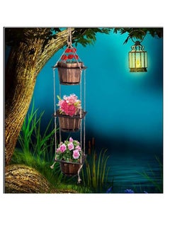 Generic FFD  Wooden Pot Hanging Planter with 3 Handcrafted Pots & Solid Wooden Holder – Rustic Decorative Planter with Rope and Wooden Hanger for Indoor Flowers & Artificial Plants  - Image 5