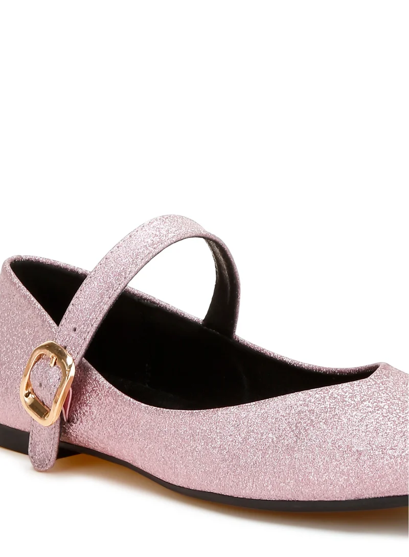 London Rag Glitter Pin Buckle Ballerinas in Pink