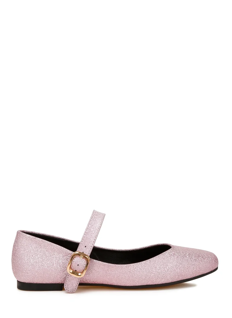 London Rag Glitter Pin Buckle Ballerinas in Pink