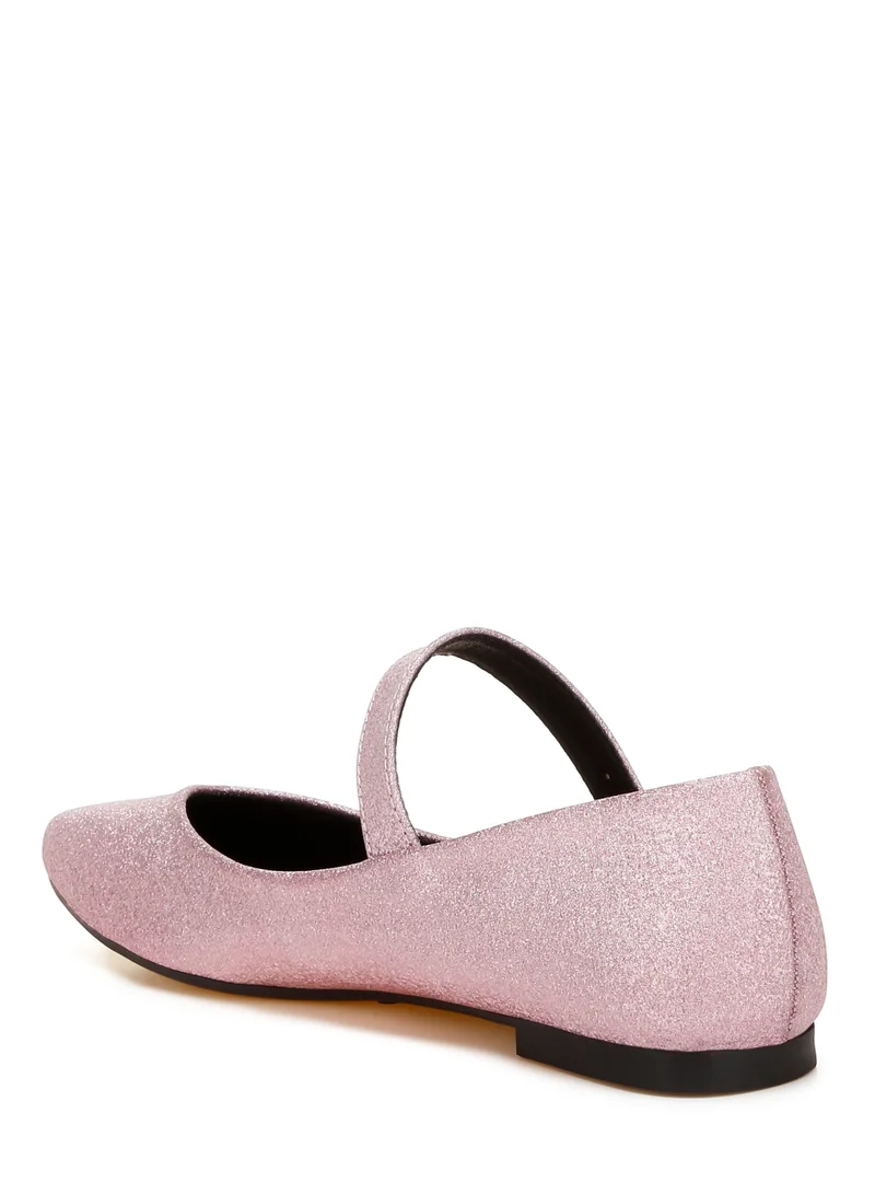 London Rag Glitter Pin Buckle Ballerinas in Pink