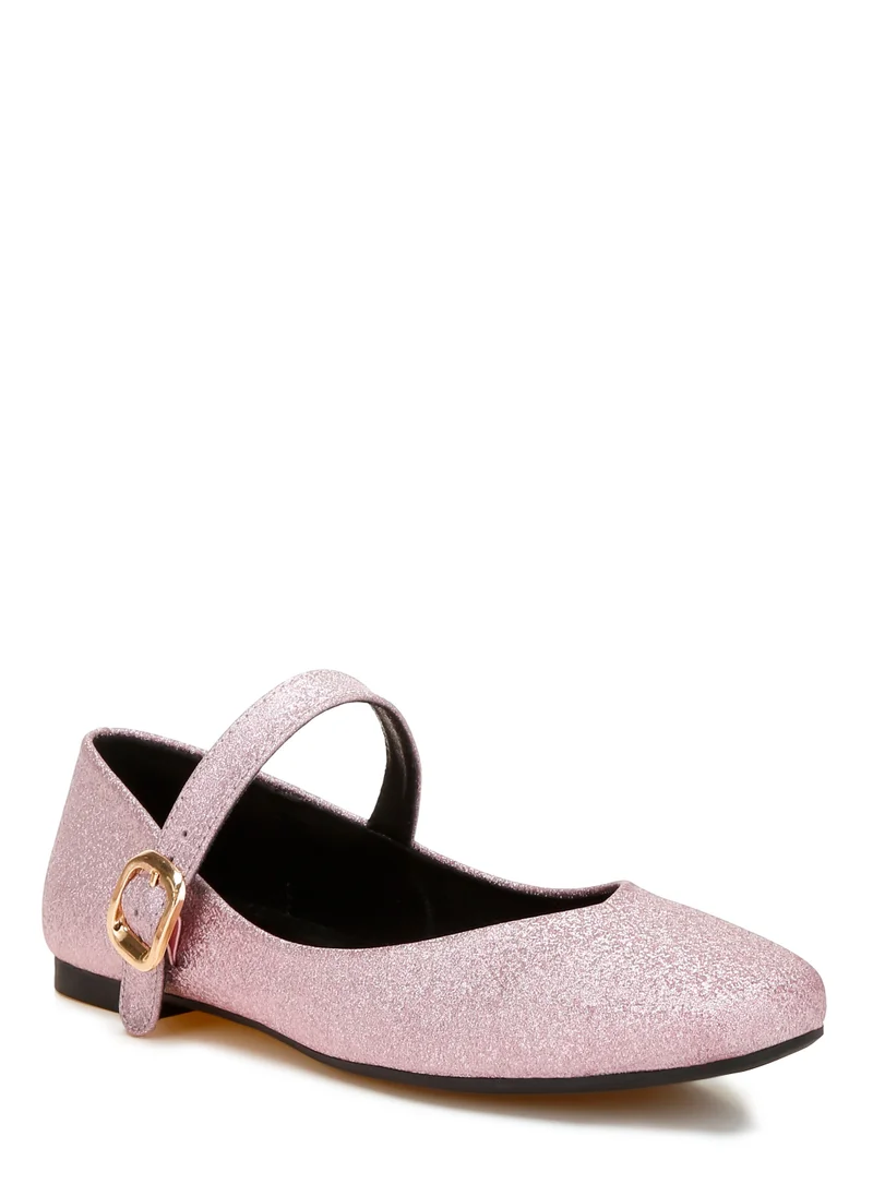 London Rag Glitter Pin Buckle Ballerinas in Pink