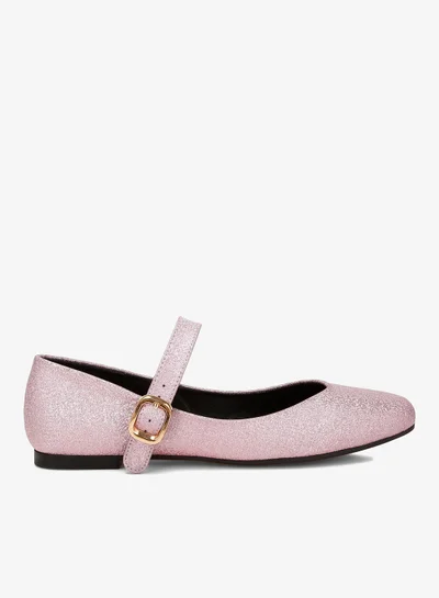 London Rag Glitter Pin Buckle Ballerinas in Pink