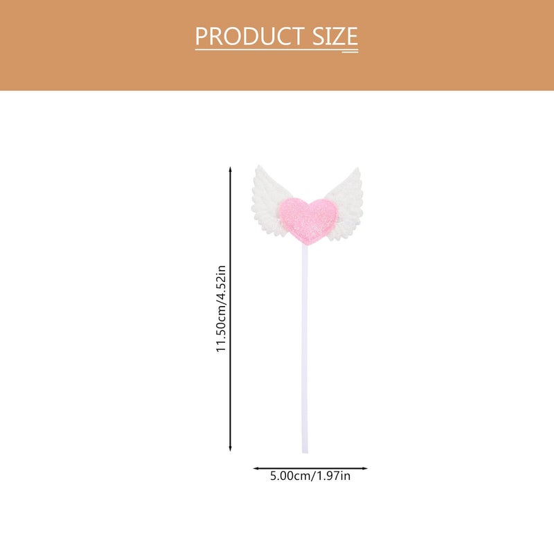 Pink Glitter Heart Wings Cake Toppers Cupcake Picks Set For Birthday Wedding Party Decoration - Image 3