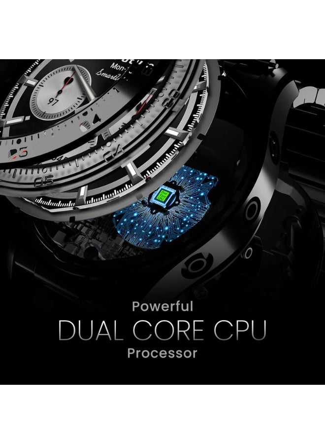 هاي فيوتشر ساعة ذكية، شاشة AMOLED بحجم 1.32 بوصة، مكالمات لاسلكية، مراقبة معدل ضربات القلب، مراقبة SpO₂، 10 أيام من وقت العمل، واجهات ساعة قابلة للتخصيص - أسود - Image 4