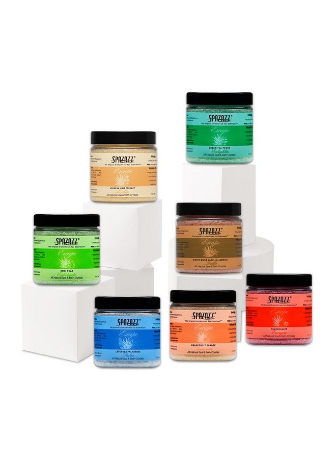 spazazz & Spa Bath Salt Aromatherapy Crystals - Spazazz Escape Collection 4 Oz 7-Pack Sampler & Hot Cold Towel - Lavender, Lime Coconut, Green Tea, Vanilla Jasmine, Kiwi Pear, Grapefruit, Pomegranate - Image 2