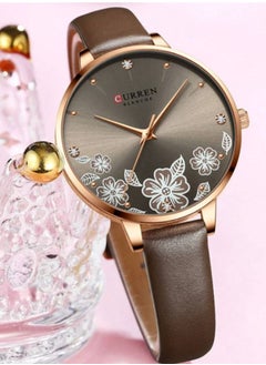 Curren 9068 Women Stainless Steel Stylish Watch With Leather Band