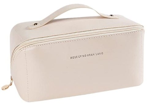 1pc PU Leather Multifunctional Storage Makeup Bag (White)
