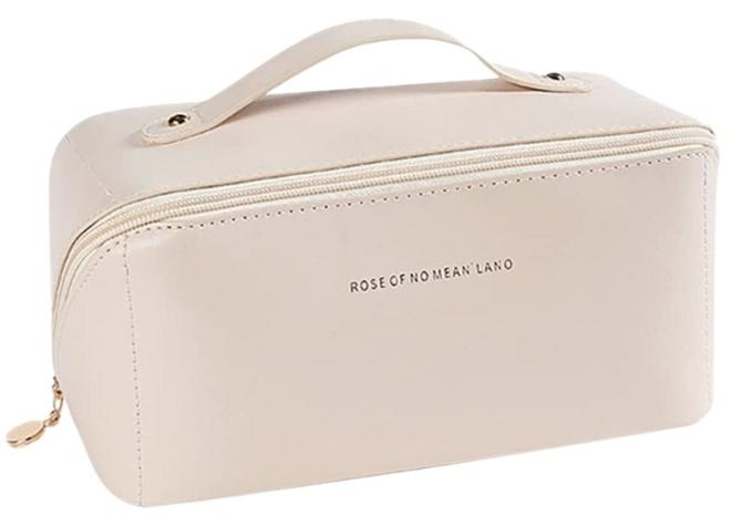 1pc PU Leather Multifunctional Storage Makeup Bag (White) - Image 1