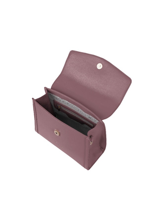 فوسكا شنطة Foska كروس نسائية صغيرة بغطاء ومقبض يد – جلد ناعم لون وردي غامق – مقاس 23x20 سم - Image 5