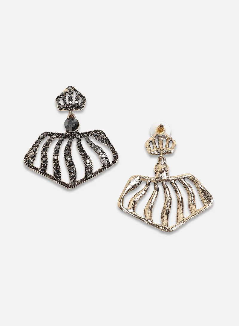 SOHI Embellished Pentagon Swirl Artificial Drop Earring Jewellery