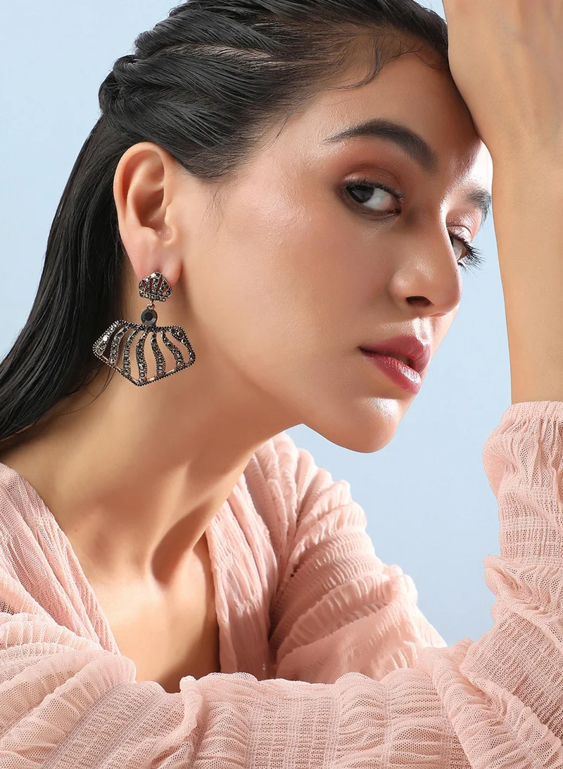 SOHI Embellished Pentagon Swirl Artificial Drop Earring Jewellery