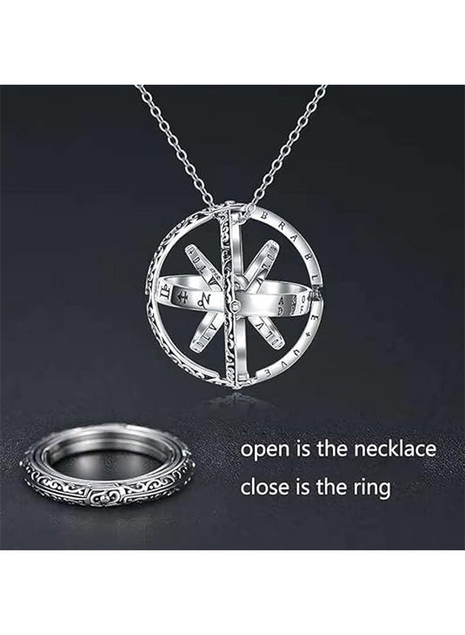 MXN Retro Rings, Astronomical Sphere Ring Band Rings for Men Stainless Steel Rings for Men Wedding Ring Cool Spinner Rings, Spinner Ring with Necklace - Image 3