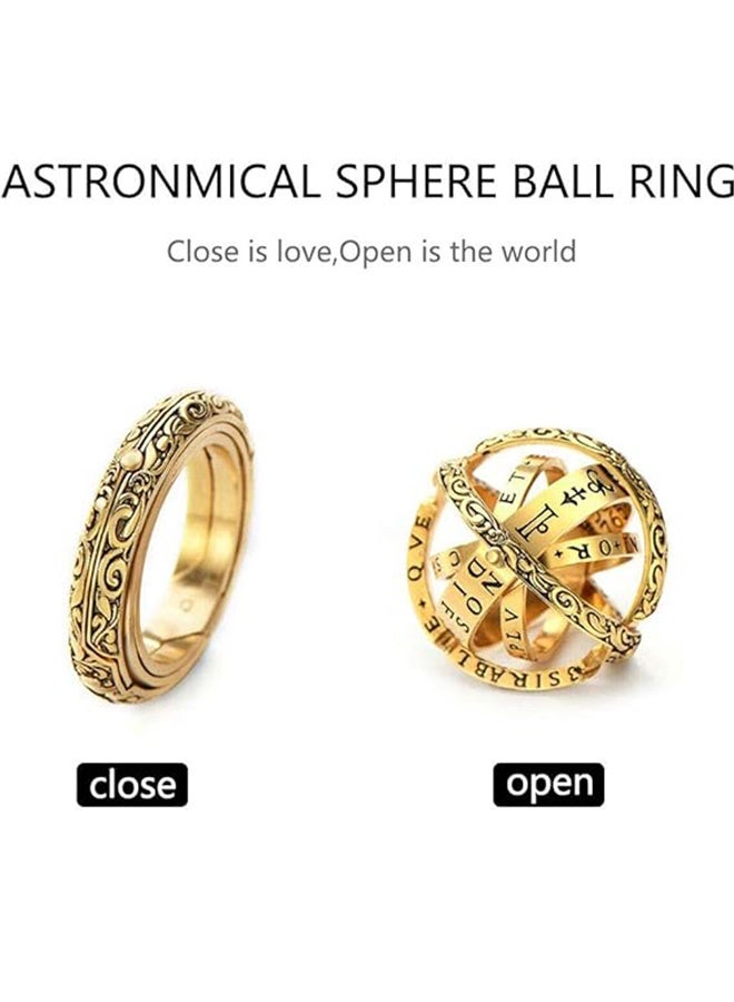 MXN Retro Rings, Astronomical Sphere Ring Band Rings for Men Stainless Steel Rings for Men Wedding Ring Cool Spinner Rings, Spinner Ring with Necklace - Image 4