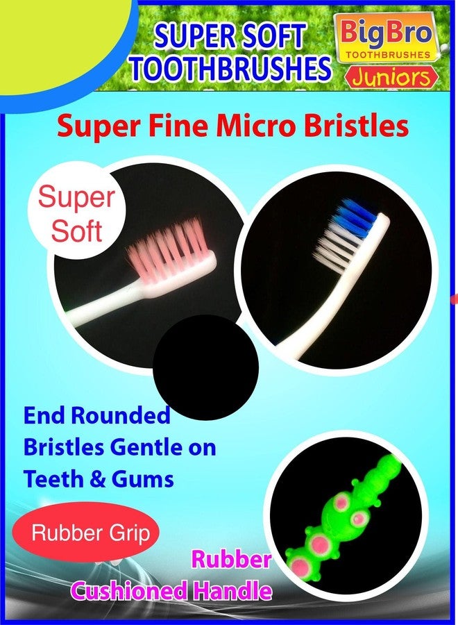 BigBro Kids Manual Toothbrush Extra Soft Bristles With Toothbrush Case Cover Cartoon Shape Age 2+ Super Saver Pack Of 3 Plus 3 Kids Tongue Cleaners,Multicolor - Image 4