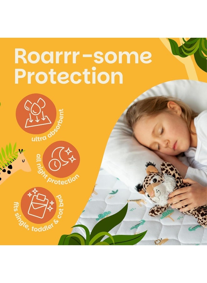 Lynmark Potty Training Mattress Protector Pee Pads for Kids - Waterproof Toddler Bed Wetting Mat for Toilet Training - 3-Layer Non-Slip Washable Bedwetting Topper Absorbs Up to 2000ml - 35" x 33", Explorer - Image 2