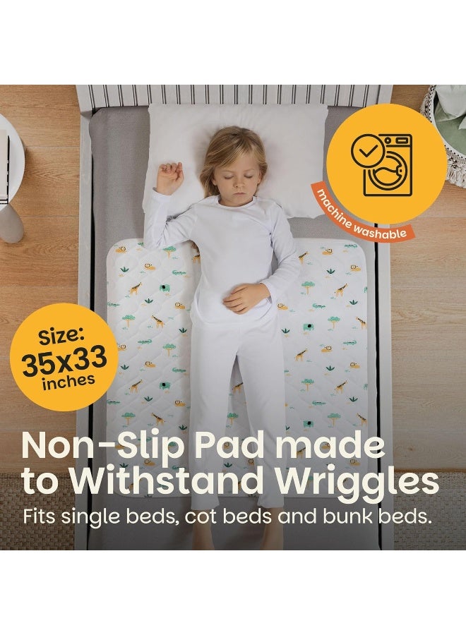 Lynmark Potty Training Mattress Protector Pee Pads for Kids - Waterproof Toddler Bed Wetting Mat for Toilet Training - 3-Layer Non-Slip Washable Bedwetting Topper Absorbs Up to 2000ml - 35" x 33", Explorer - Image 5
