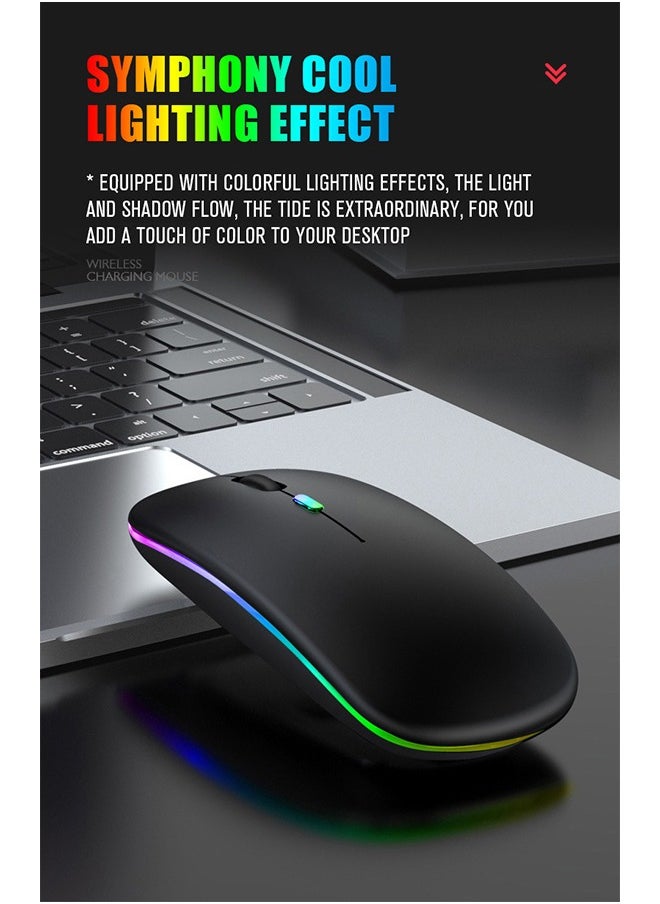Generic - Wireless Bluetooth Mouse, Bluetooth 5.1 + USB, 2.4GHz Rechargeable Silent Bluetooth Wireless Mouse, Computer Mice with USB Receiver(Silver) - Image 1