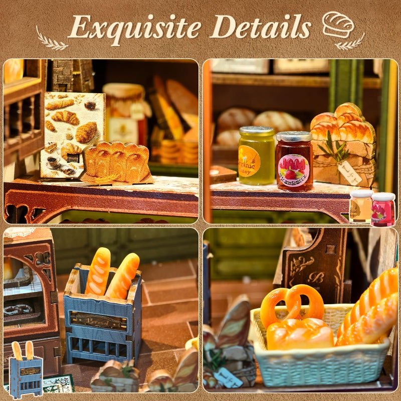 CUTEBEE Book Nook Kit, DIY Miniature House Kits for Adult and Teens, Dollhouse Booknook Tiny House, Bookshelf 3D Wooden Puzzle, DIY Craft Gifts for Family and Friends (Mrs.Hunt Bakery) - Image 5