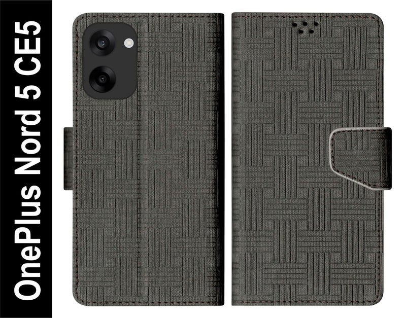 SBMS Faux Leather Flip Cover for OnePlus Nord CE 5 5G / Nord CE5 5G Back Cover Case with Magnatic Closure | Inbuilt Stand | Card & Money Pocket (Mat Black) - Image 2