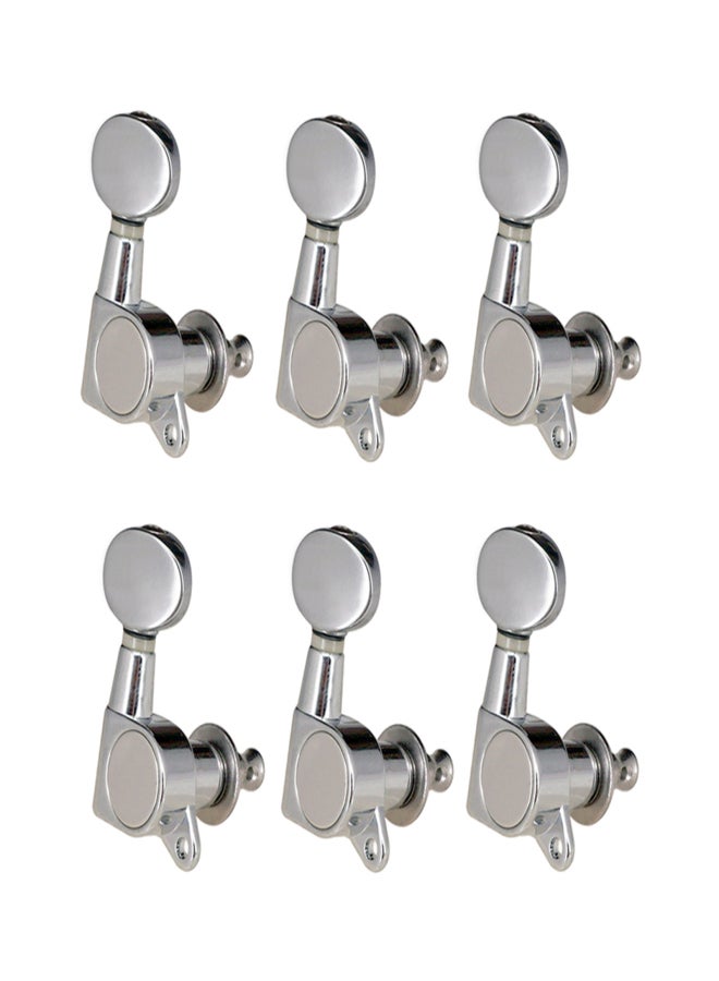 Guitar String Tuning Pegs Tuning Machines Sealed Machine Heads Grover Tuners Tuning Keys Oval Button 6 Right for Electric Guitar or Acoustic Guitar Chrome Silver - Image 1