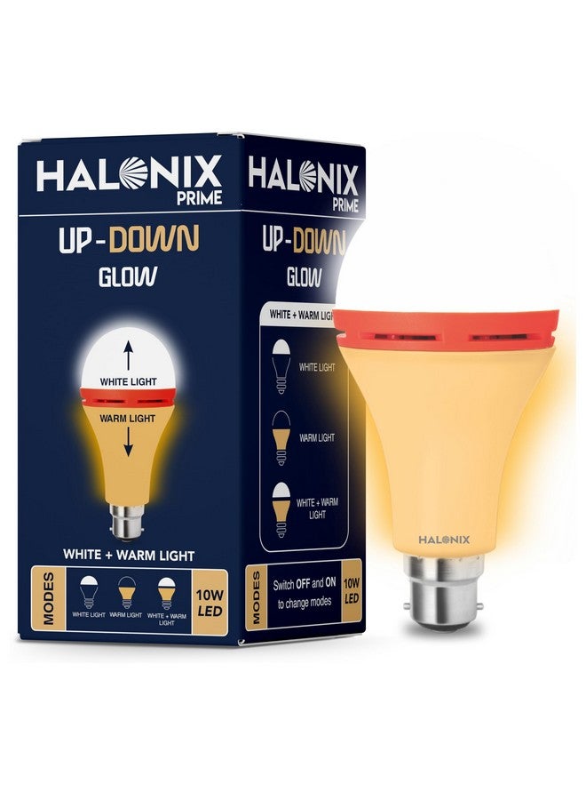 مصباح هالونيكس LED 10 واط بتقنية الإضاءة العلوية والسفلية باللونين الأصفر والأبيض | قم بتشغيل وإيقاف التبديل لتغيير اللون | زينة B22d