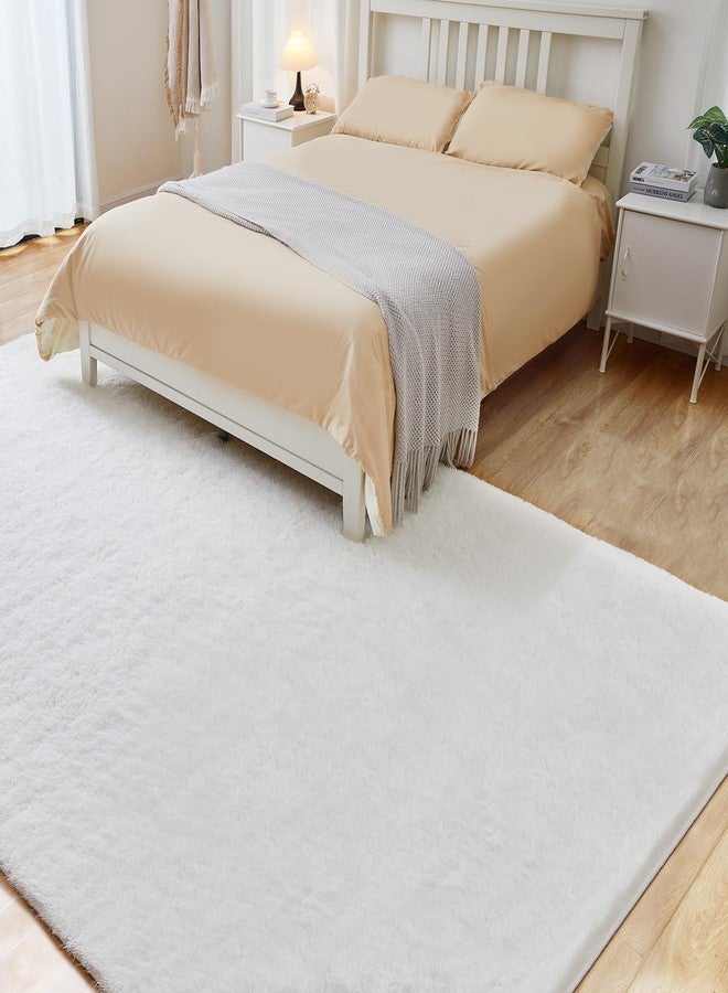 Puremy Fluffy White Rugs for Bedroom, 5x7 Plush Cream Area Rugs for Living Room, Non-Slip Shag Floor Carpet for Kids Room, Girls Room, Bedside, Playroom, Indoor Decor - Image 3