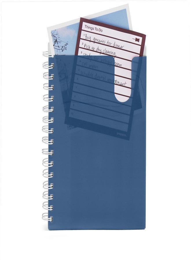 Poppin Small Spiral Notebook, 6" x 8.5" College Ruled Notebook, Translucent Front Cover Pocket for Added Storage, 80 Sheets, Easy Tear Pages (Slate Blue, Small Notebook) - Image 3