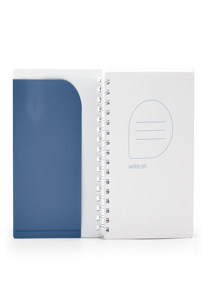 Poppin Small Spiral Notebook, 6" x 8.5" College Ruled Notebook, Translucent Front Cover Pocket for Added Storage, 80 Sheets, Easy Tear Pages (Slate Blue, Small Notebook) - Image 4