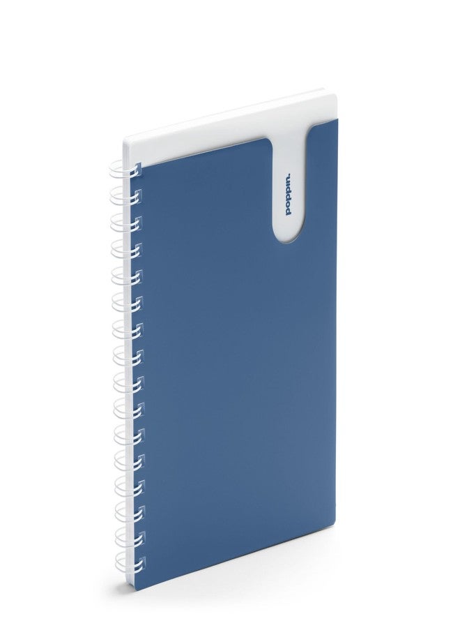 Poppin Small Spiral Notebook, 6" x 8.5" College Ruled Notebook, Translucent Front Cover Pocket for Added Storage, 80 Sheets, Easy Tear Pages (Slate Blue, Small Notebook) - Image 1