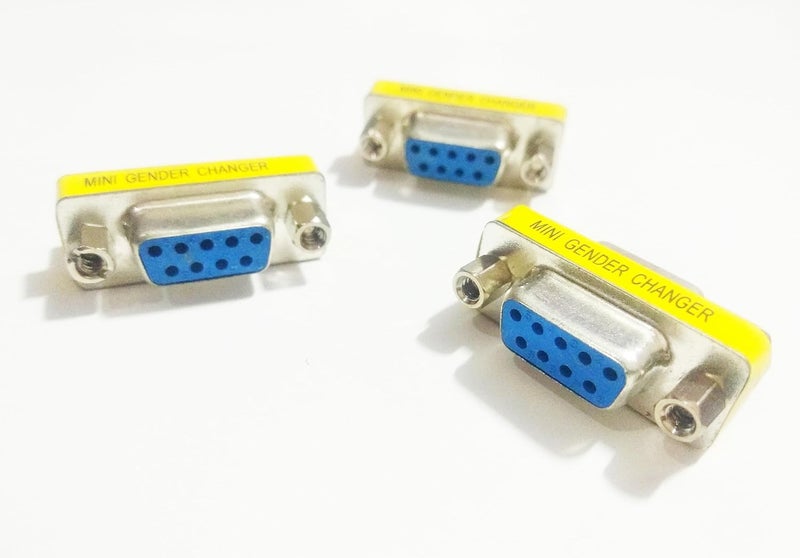 9 Pin DB9 (RS232) Serial Female to Female Coupler (Gender Changer) Adapter Connector. (Pack of 3 Connectors). - Image 1