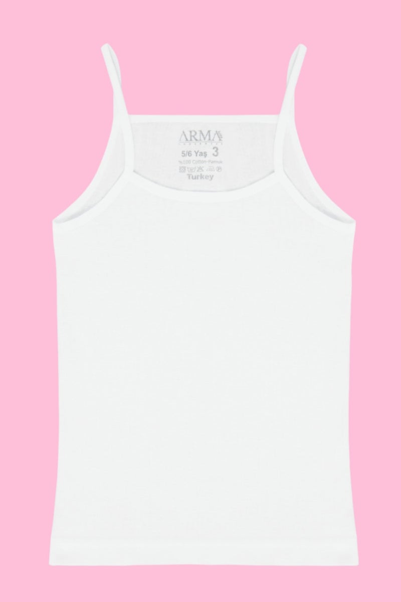 Arma Yıldız White 6-Pack Girl's Undershirt with Rope Straps White 100% Cotton Rib  - Image 2