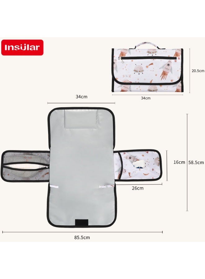 insular Portable Diaper Changing Pad, Foldable Waterproof Changing Mat and Portable Changing Pad for Travel, Baby Changing Station with Smart Wipes Pocket&Storage (Black plaid ) - Image 2