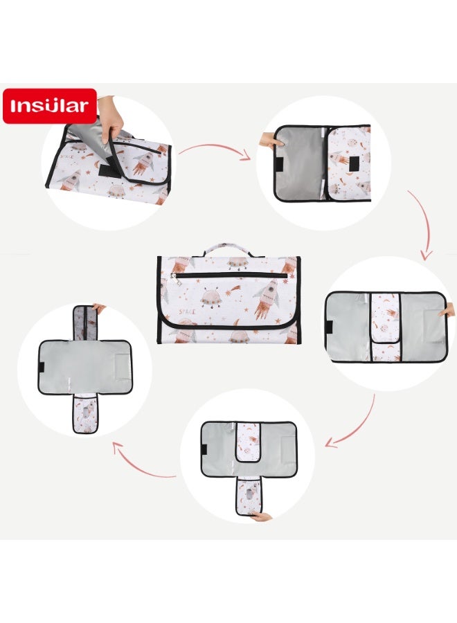 insular Portable Diaper Changing Pad, Foldable Waterproof Changing Mat and Portable Changing Pad for Travel, Baby Changing Station with Smart Wipes Pocket&Storage (Black plaid ) - Image 3