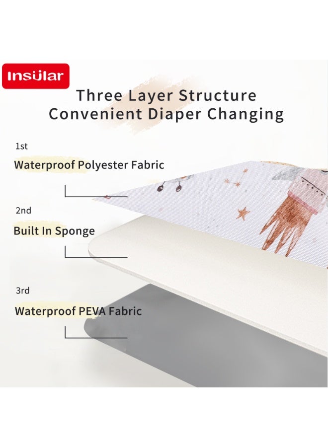 insular Portable Diaper Changing Pad, Foldable Waterproof Changing Mat and Portable Changing Pad for Travel, Baby Changing Station with Smart Wipes Pocket&Storage (Black plaid ) - Image 5