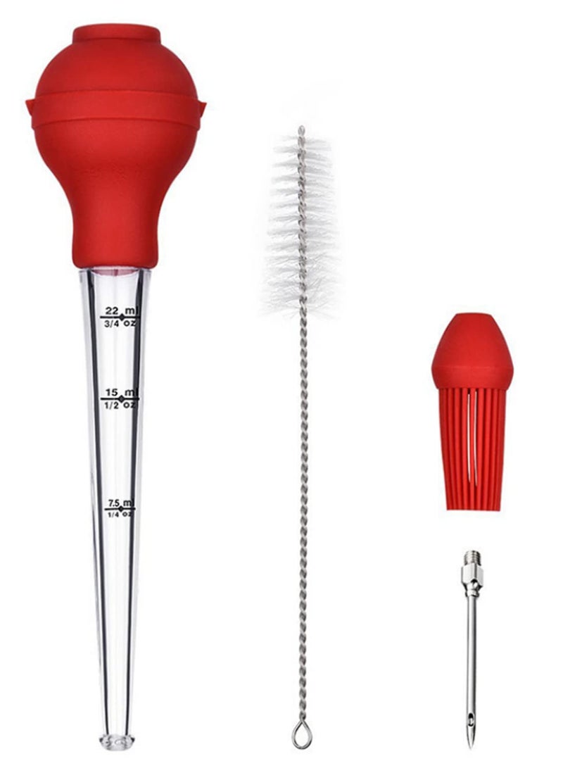 Silicone Head Cleaning Brush Pump Pipe Dropper Portable With Scale Barbecue Tool Pipette Turkey Cooking Sauce Oil Tube durable Stainless Steel Syringe Needle 22ml  - Image 1