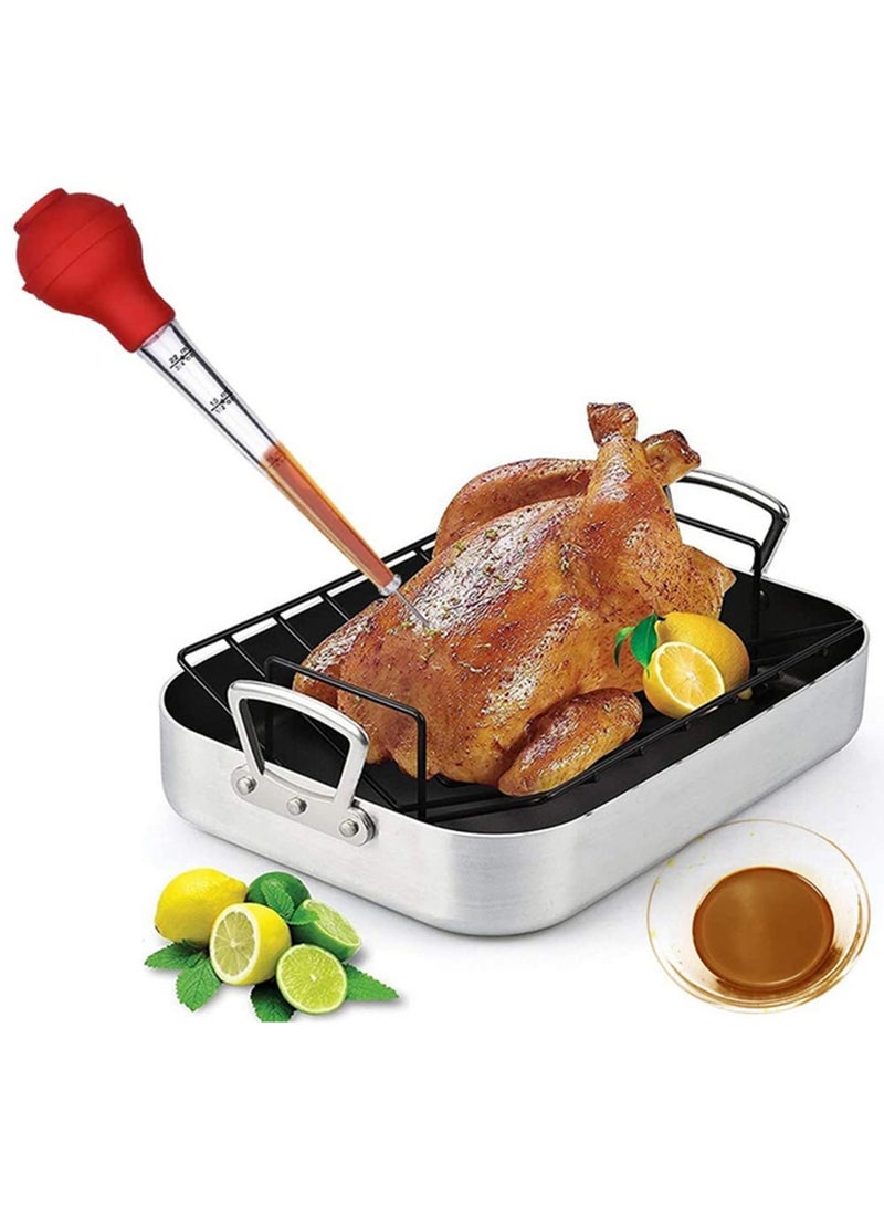 Silicone Head Cleaning Brush Pump Pipe Dropper Portable With Scale Barbecue Tool Pipette Turkey Cooking Sauce Oil Tube durable Stainless Steel Syringe Needle 22ml  - Image 3