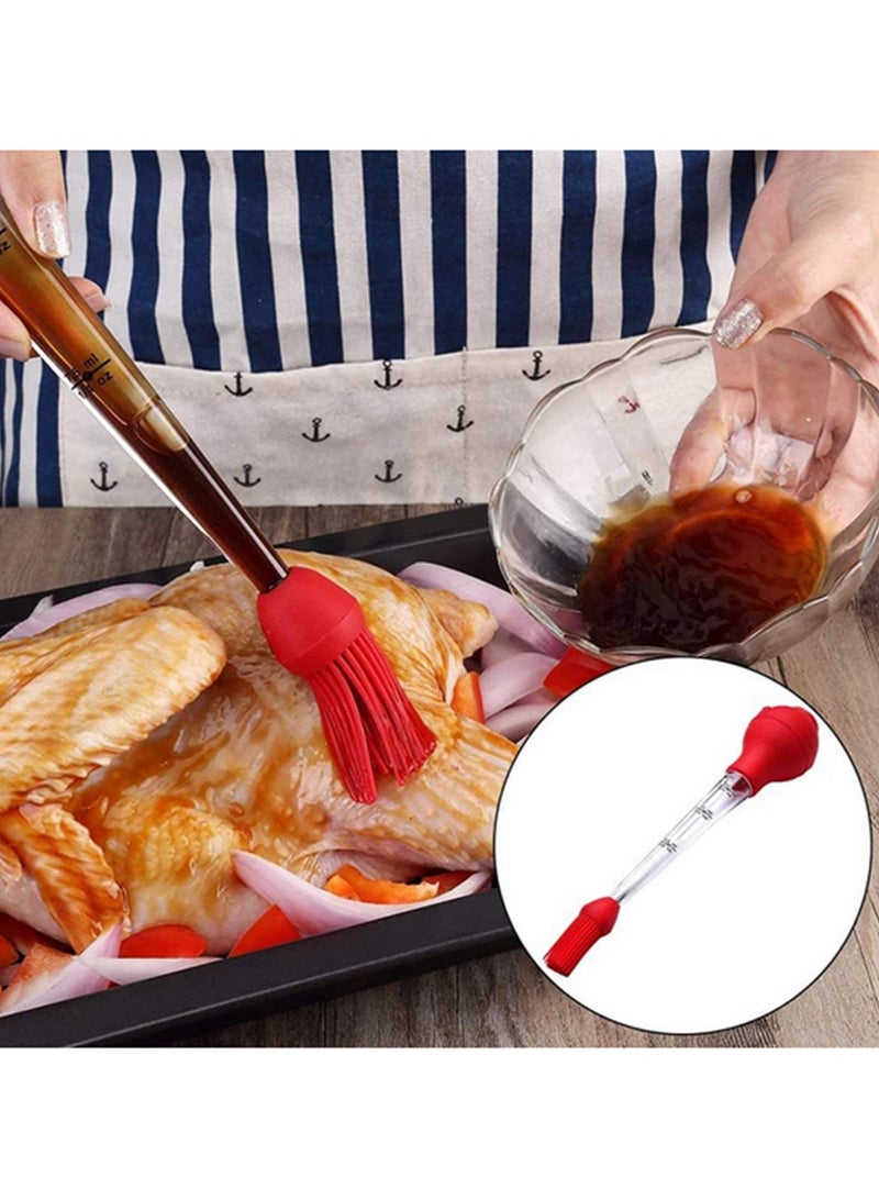 Silicone Head Cleaning Brush Pump Pipe Dropper Portable With Scale Barbecue Tool Pipette Turkey Cooking Sauce Oil Tube durable Stainless Steel Syringe Needle 22ml  - Image 4