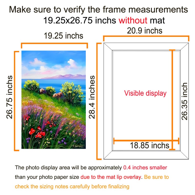 BESCRCL 19.25x26.75 Picture Frame Brown, Poster Frames Wall Hanging, Display Pictures 19.25 x 26.75 without Mat, 1 Pack - Image 2