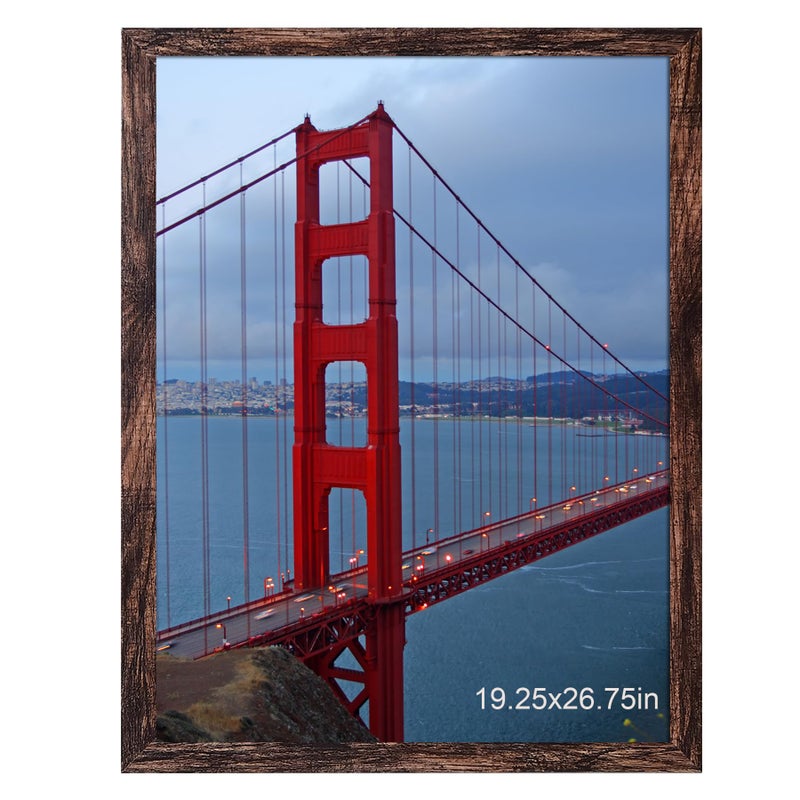 BESCRCL 19.25x26.75 Picture Frame Brown, Poster Frames Wall Hanging, Display Pictures 19.25 x 26.75 without Mat, 1 Pack - Image 1