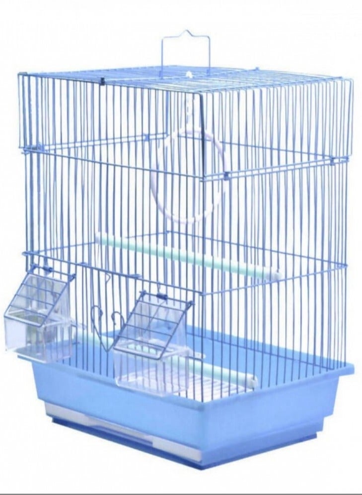 Bird Cage, Blue metal bird cage suitable for parakeets or other small ornamental birds. - Image 1